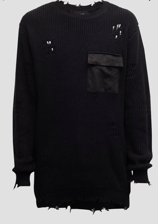 Suéter de malha desgastada Ser.o.ya Devin, preto, tamanho GG