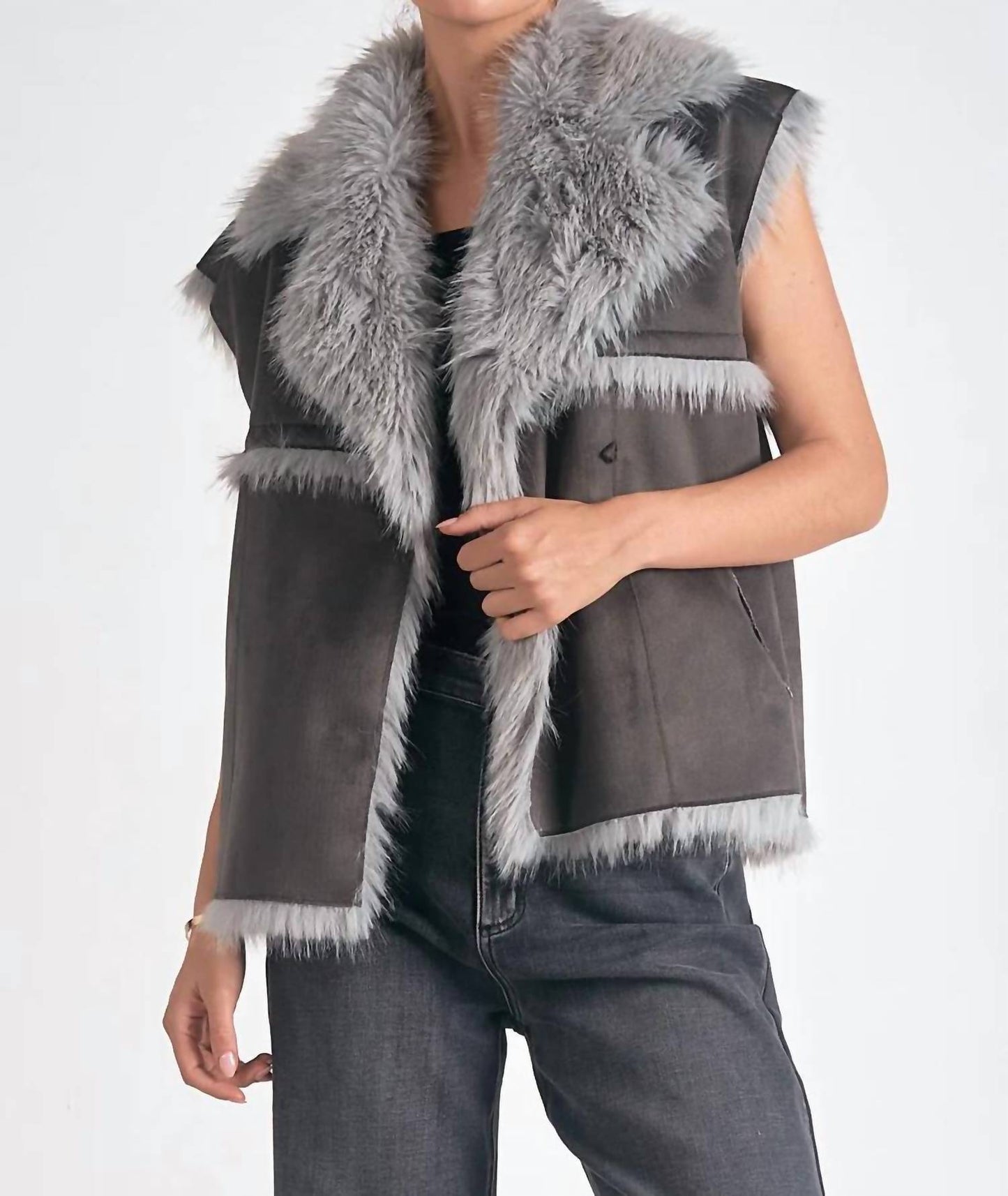 Elan - Eloise Faux Fur Long Vest