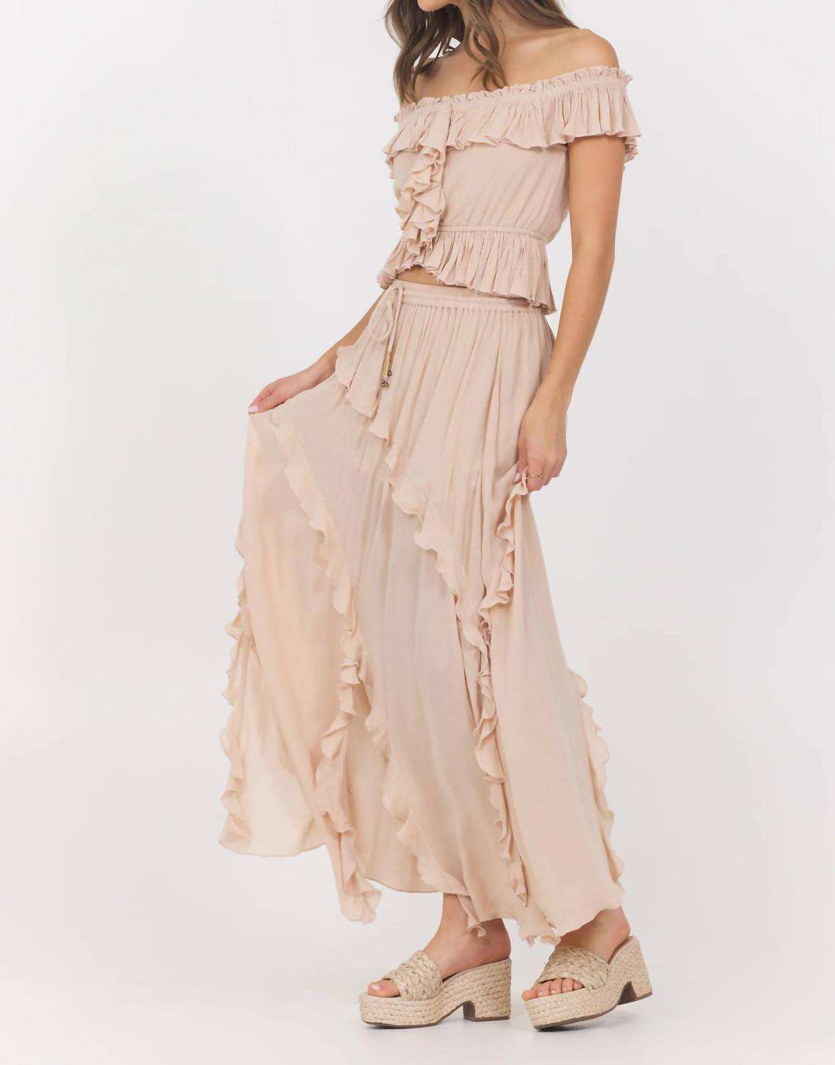 Vintage Havana - Giza Ruffle Maxi Skirt