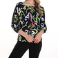 Frank Lyman - Frank Lyman Black/Multi Abstract Print Top Style 256190