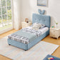 Twin Size Kids Upholstered Bed with Oversized Rabbit Ear Headboard