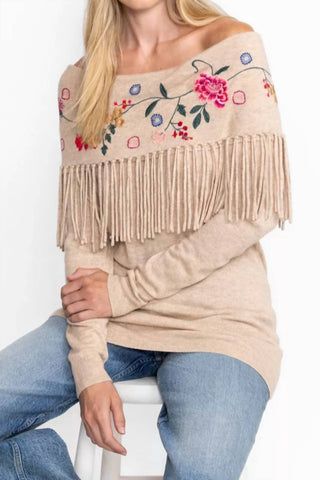 Johnny Was - Túnica com franjas e gola alta