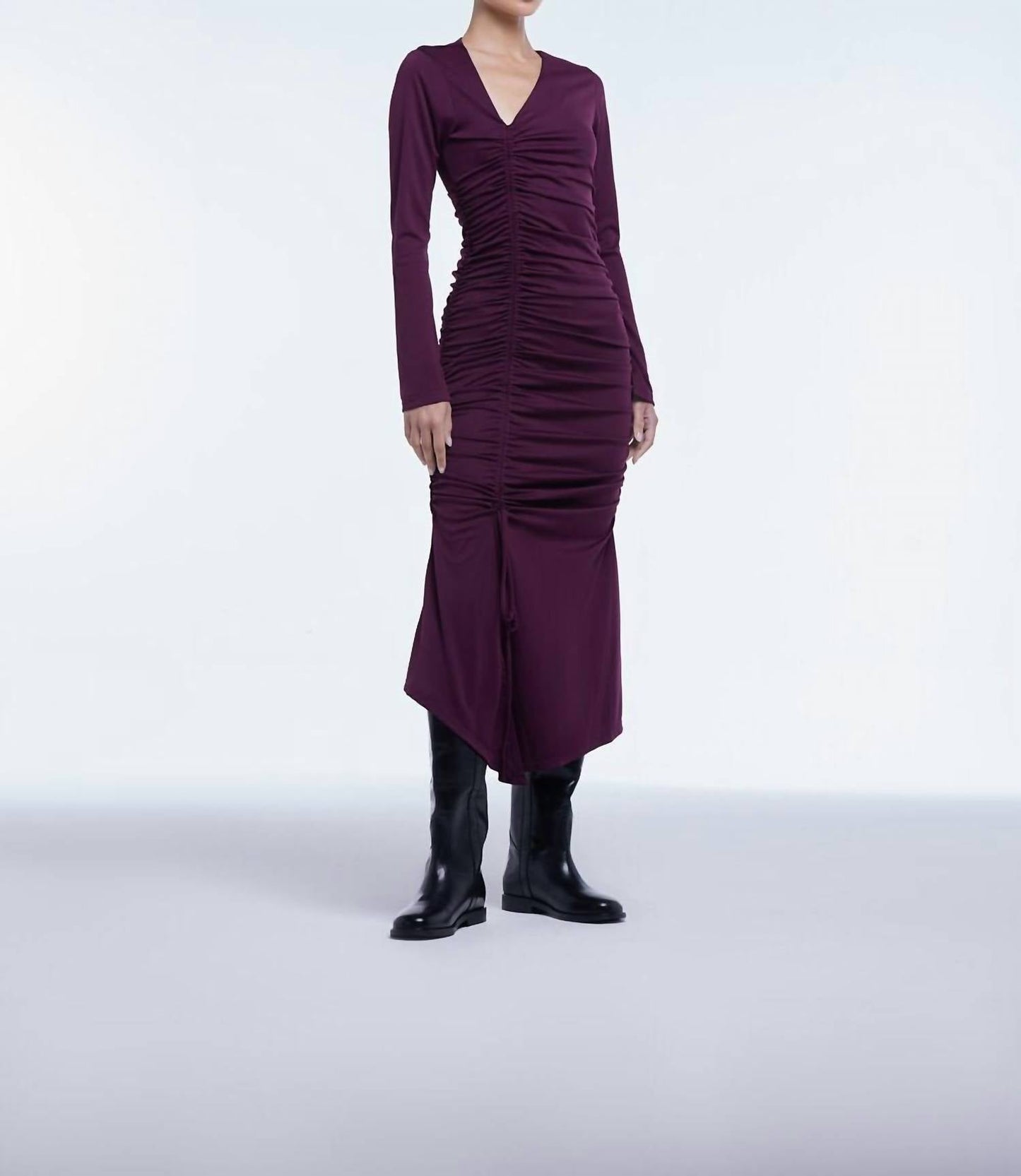 Dāl The Label - Ruched Asymmetric Midi Dress