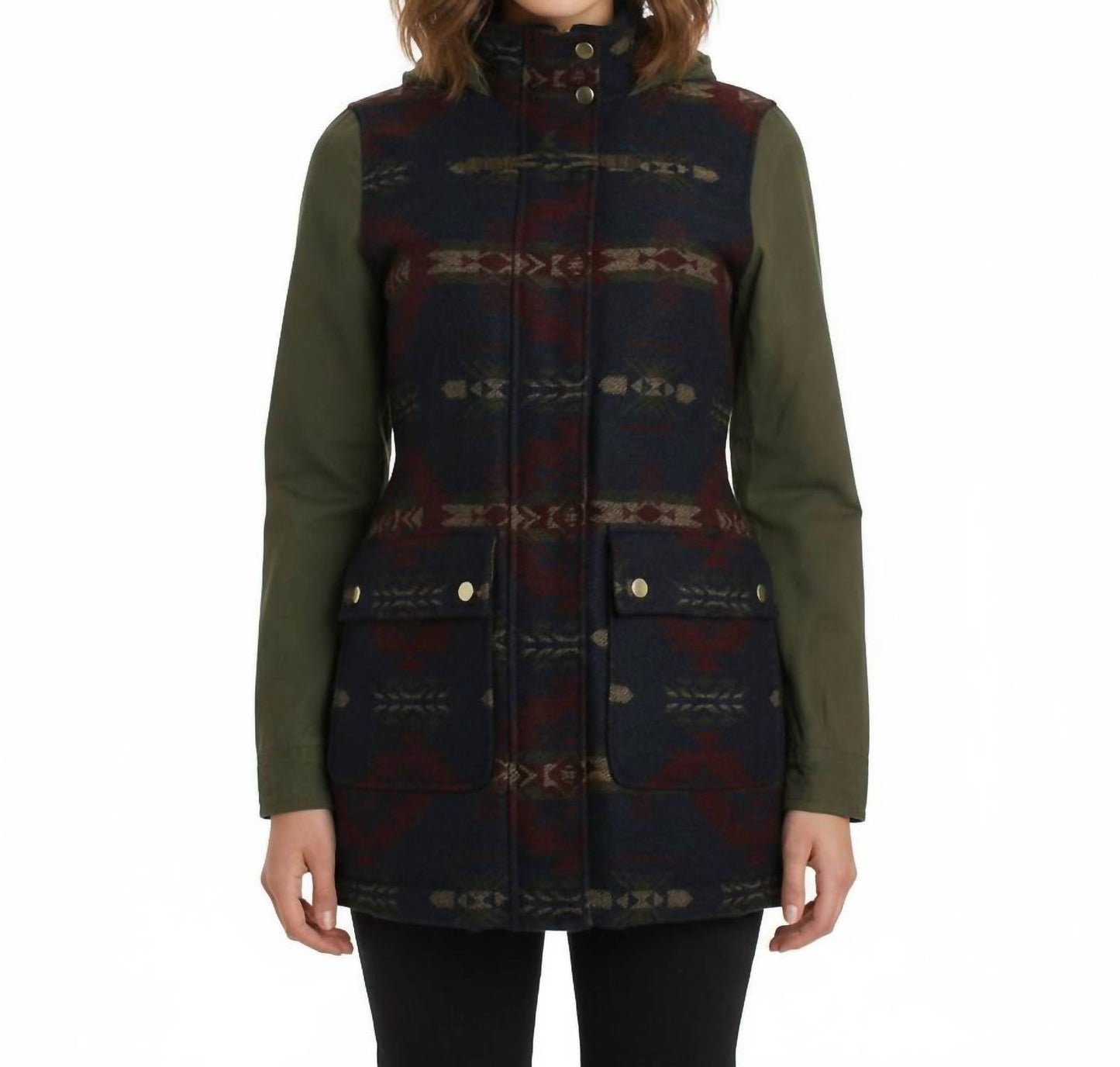 Coffeeshop - Mixed Media Aztec Print Coat