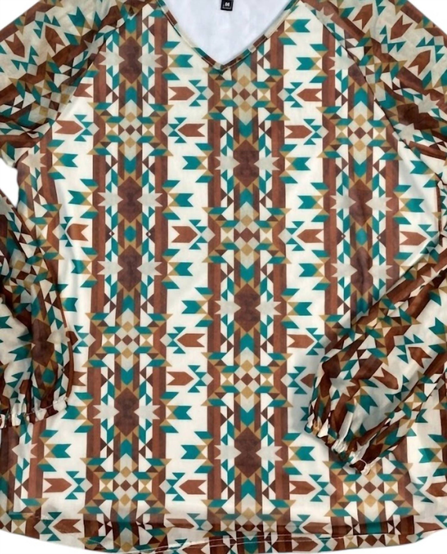 2Flyco - Women's Geometric Aztec Long Sleeve Blouse Top