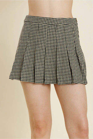Aureum - Houndstooth Pleated Skirt