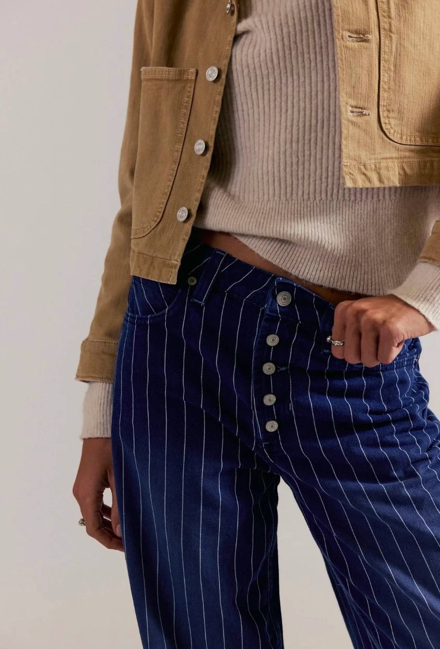 Free People - Nia Striped Boyfriend Jeans