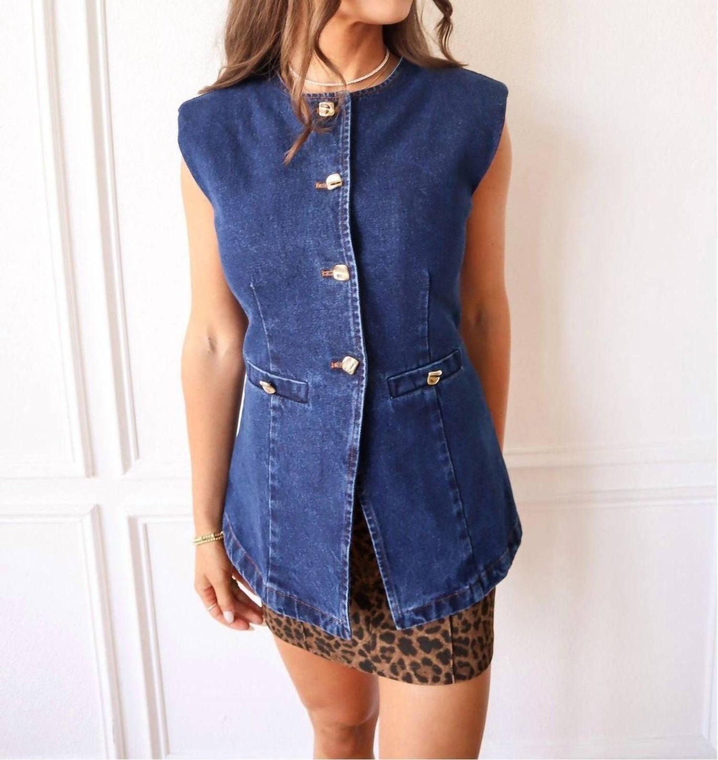 2.7 August Apparel - Bold Denim Sleeveless Vest