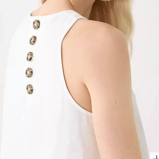 J.Crew - Vestido Maxine com botões nas costas em linho