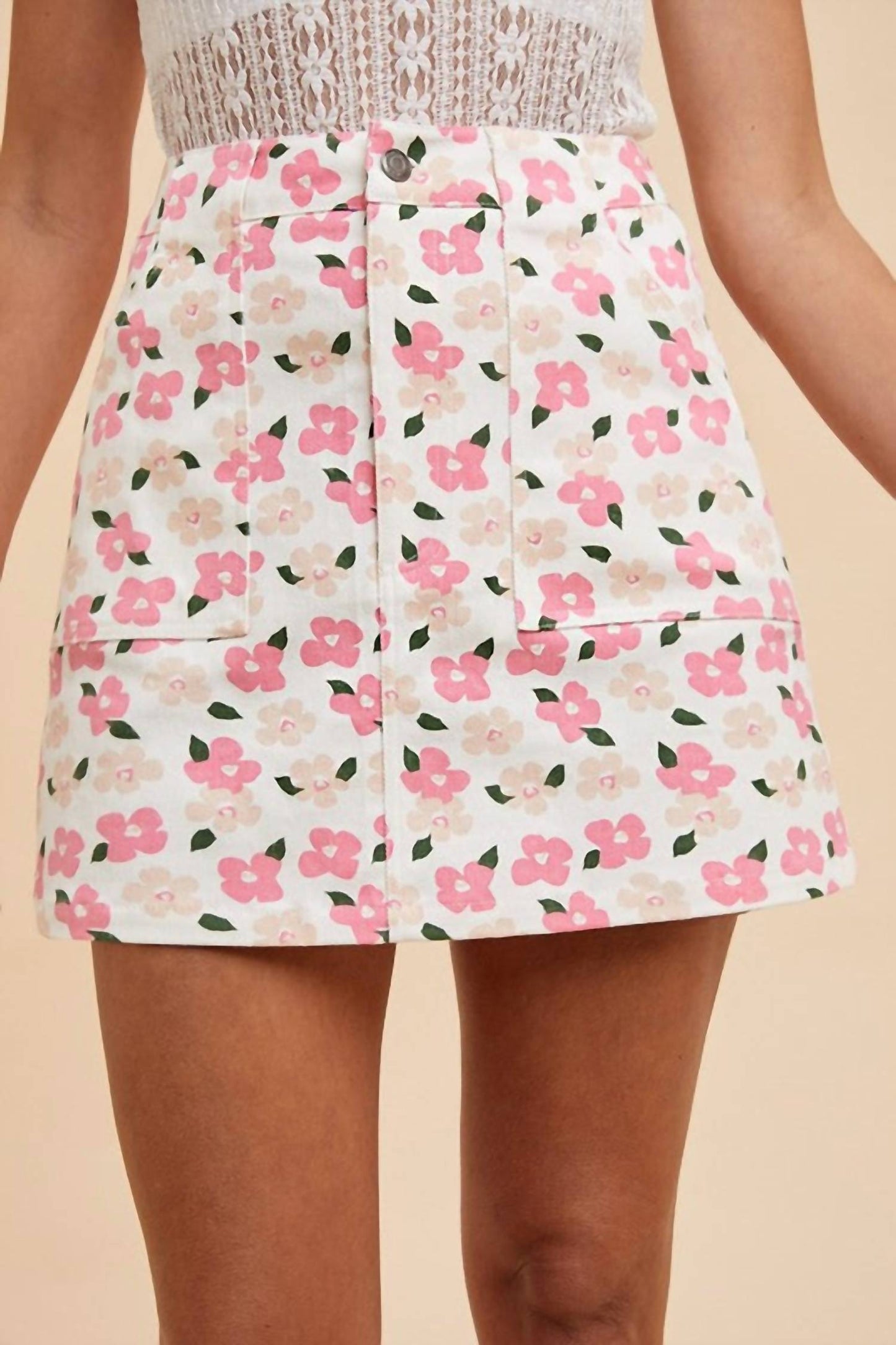 Anniewear - The Floral Denim Mini Skirt