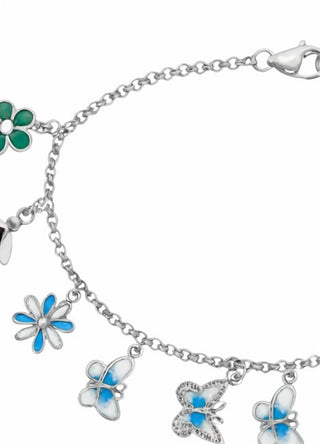 Atlanta Jewelers Supply - Women's Colorful Flower Butterfly Bee Charm Bracelet