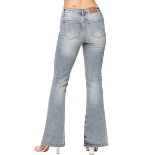 Judy Blue - Calça Jeans Flare Pin Tack Colorida