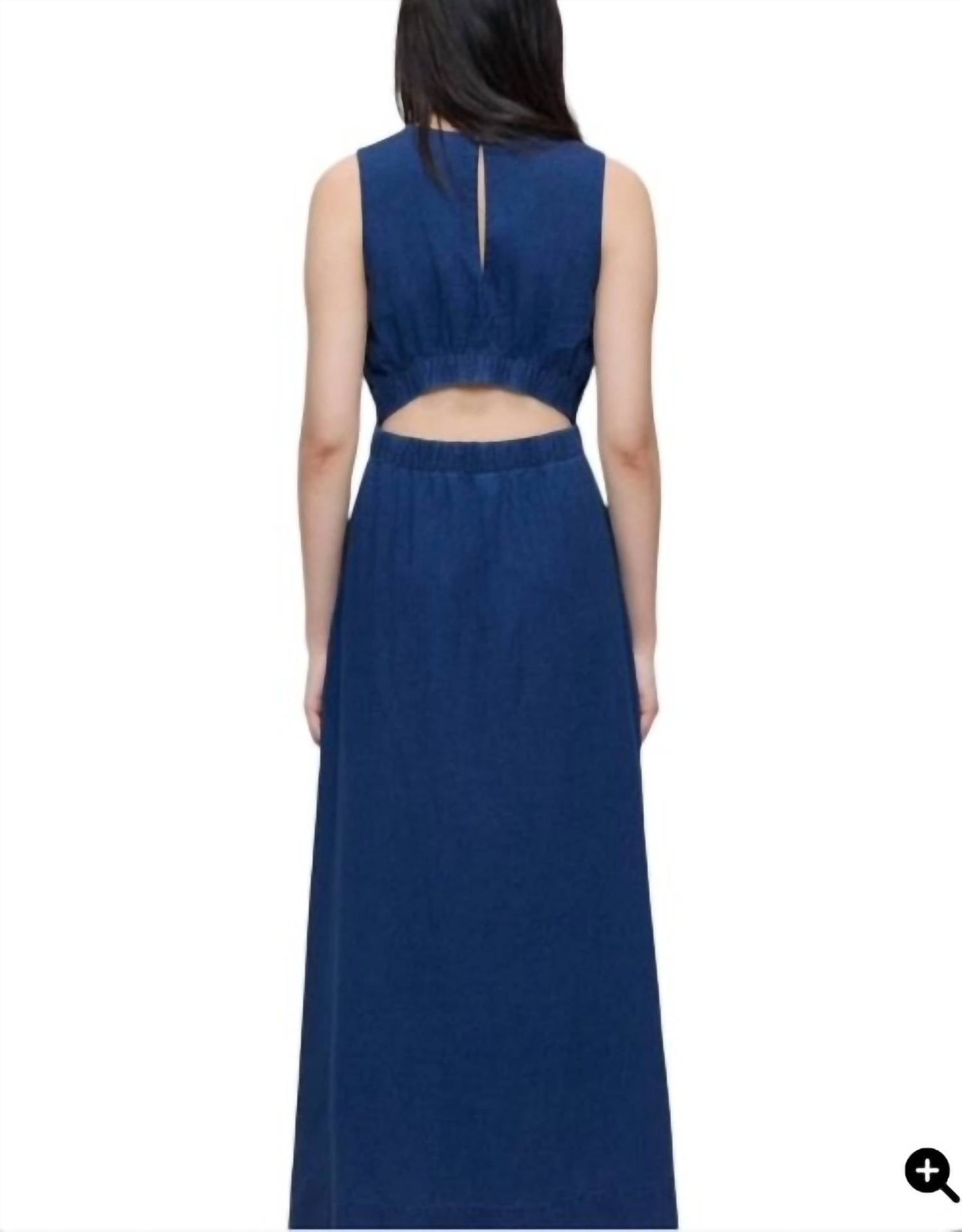 Vestido longo fechado em linho misto