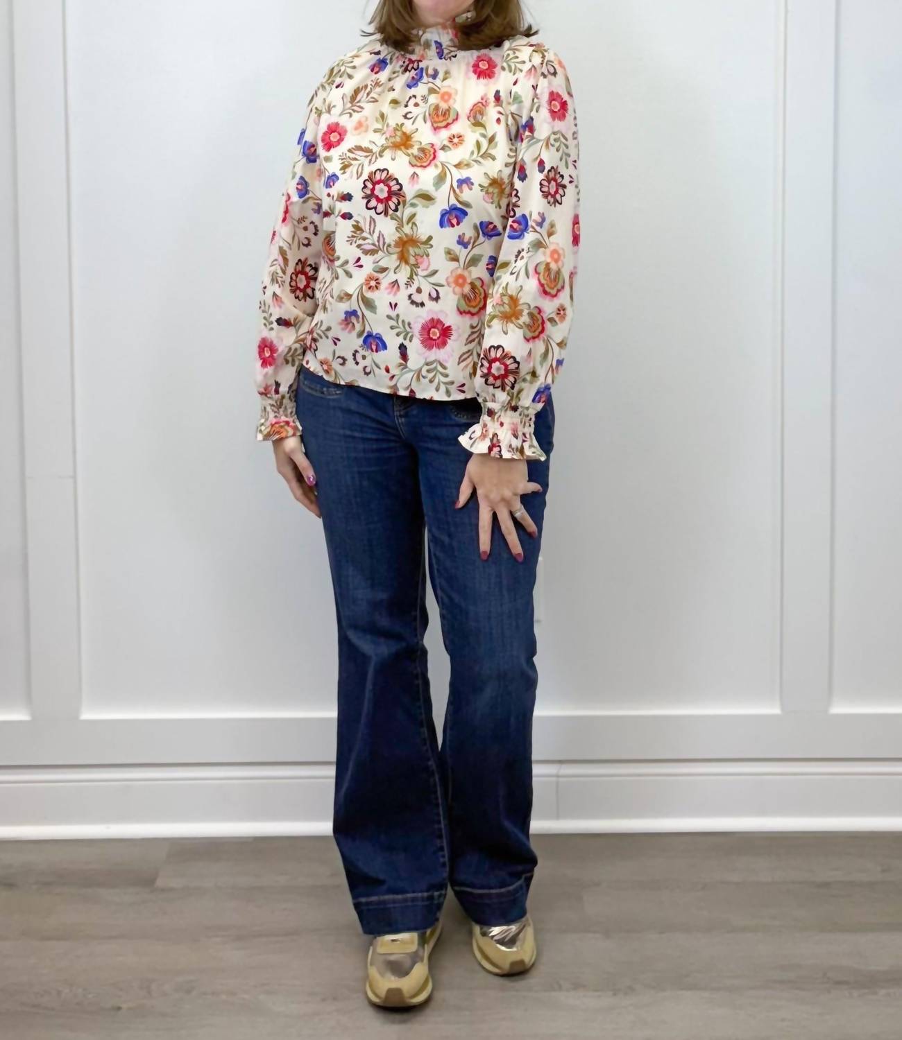 &Merci - Everly Floral Smock Neck Blouse