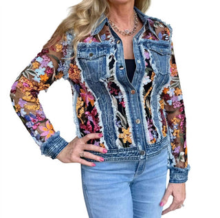 Adore - Denim Jacket With Sheer Floral Embroidery