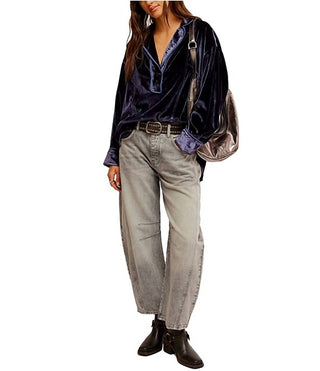 Free People - Camisa Luxy Velvet Solid