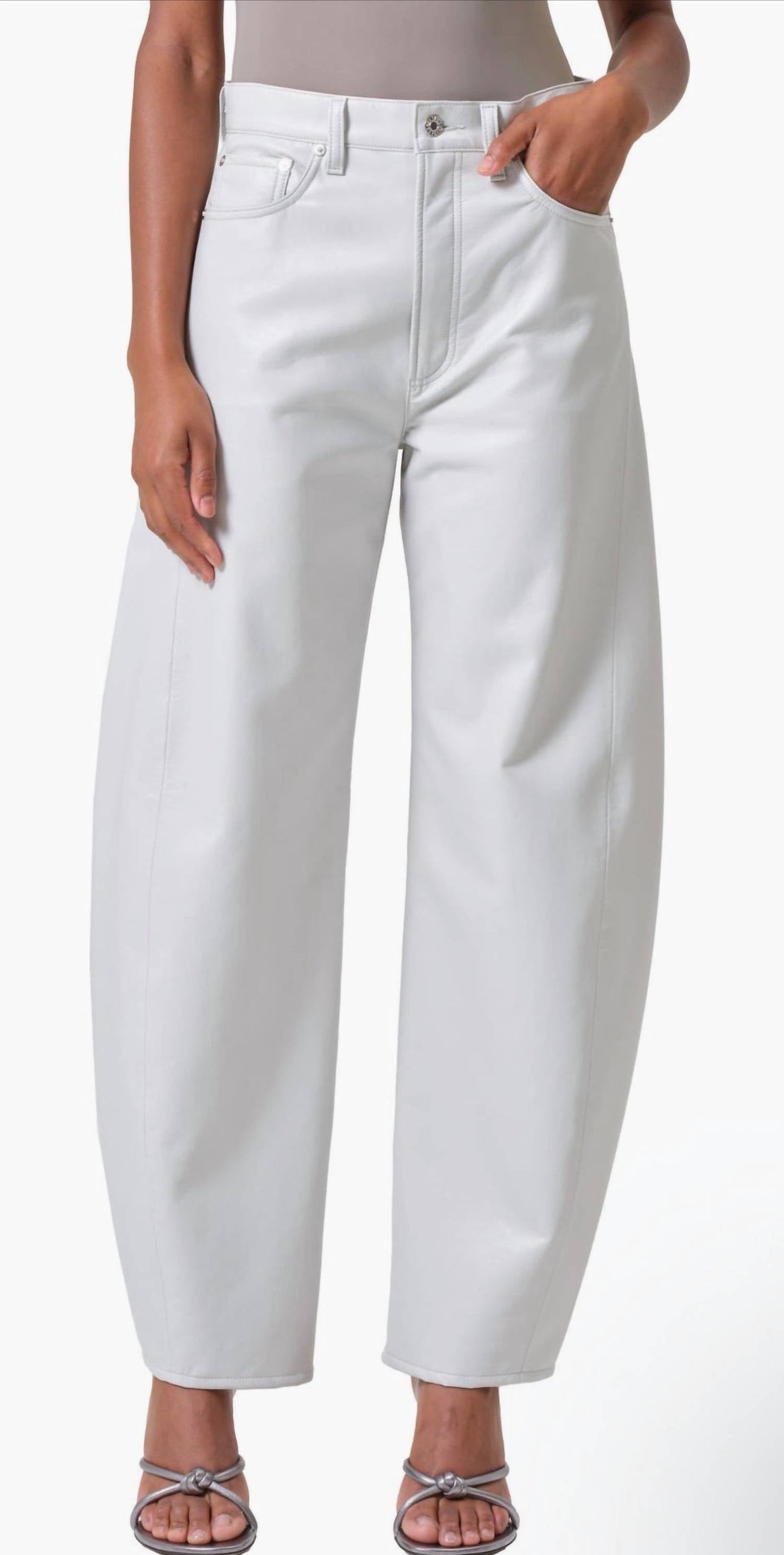 Agolde - Luna High Waist Barrel Leg Leather Blend Pants