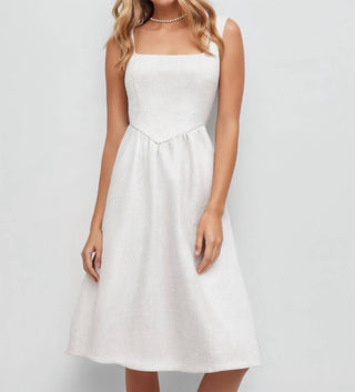 Cider - Tweed Square Neck Ruffle Midi Dress