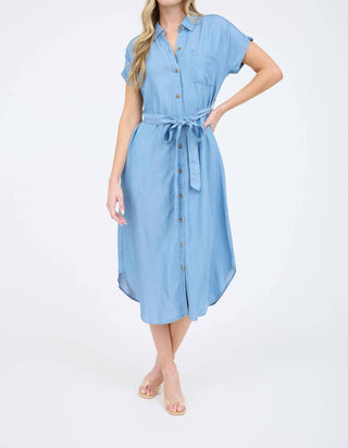 Blu Pepper - Vestido midi com cinto e botões