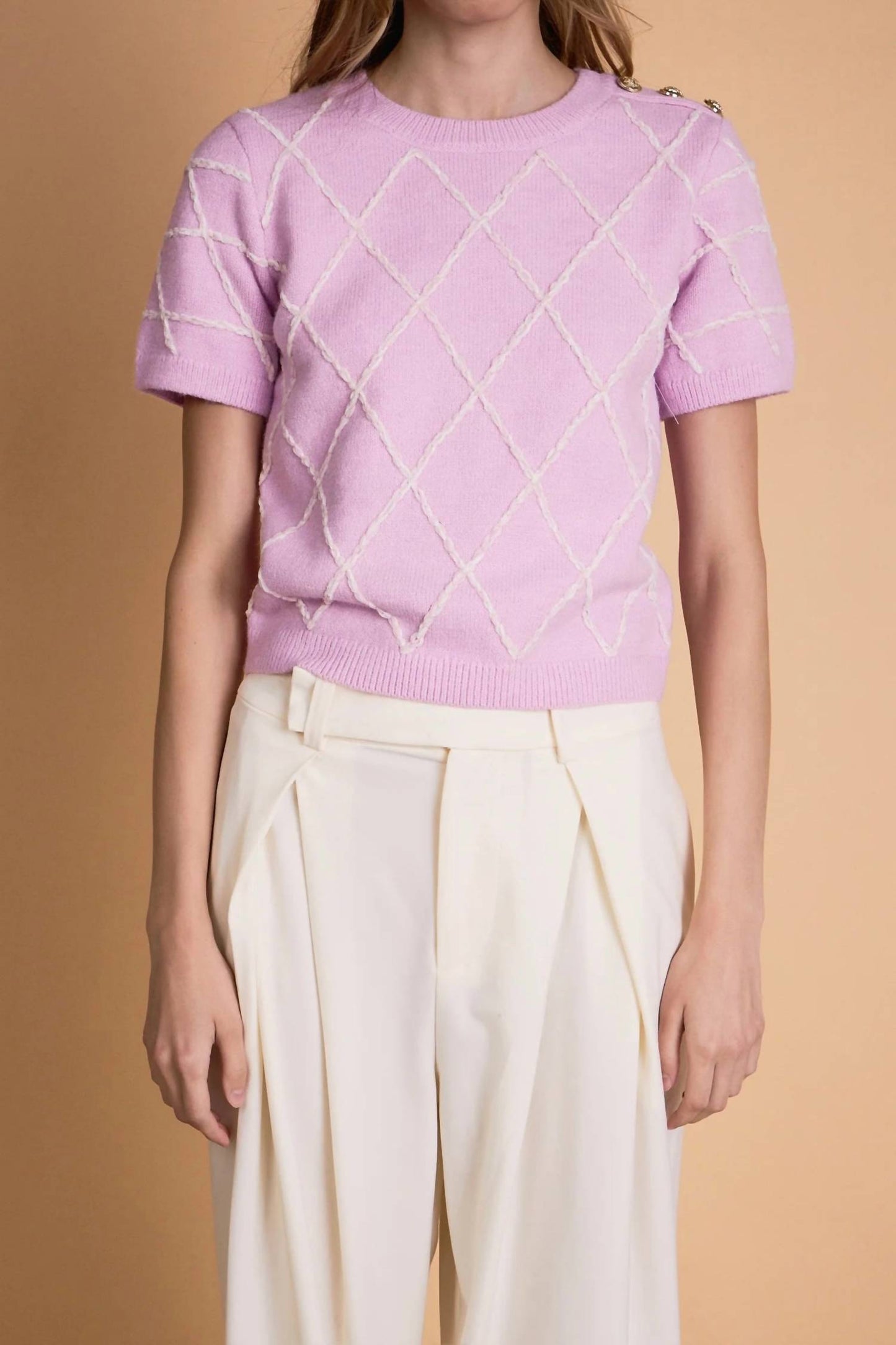 2.7 August Apparel - Diamond Pattern Knit Top
