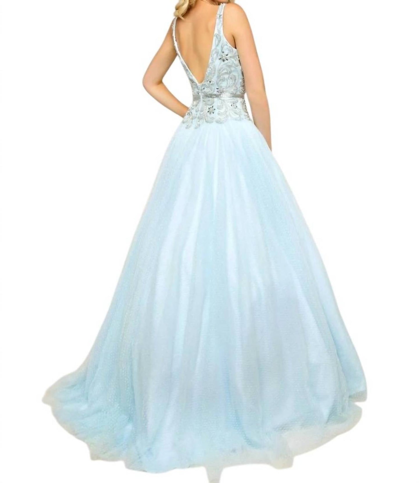 Mac Duggal - Fit and Flare Ball Gown With Lace and Bead Applique