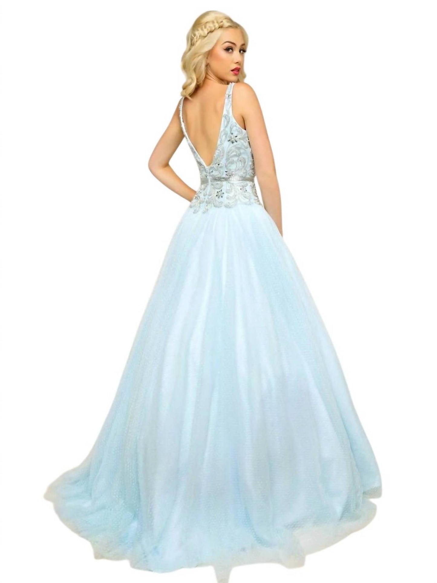 Mac Duggal - Fit and Flare Ball Gown With Lace and Bead Applique