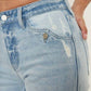 Kancan - High Rise Contrast Accent Straight Leg Jean