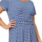 Vestido midi de malha com estampa Brittany e ajuste evasê Leota feminino, azul, tamanho 1X