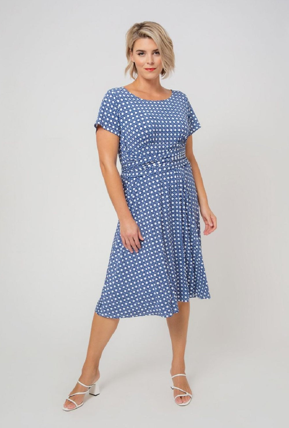 Vestido de malha de manga curta Brittany feminino Leota azul