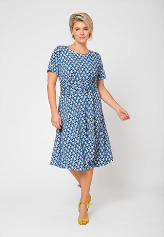 Vestido de malha de manga curta Brittany feminino Leota azul