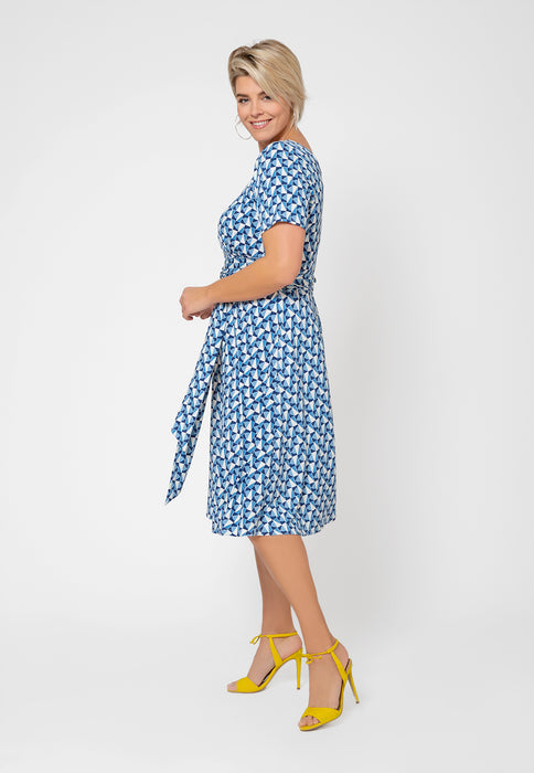 Vestido de malha de manga curta Brittany feminino Leota azul