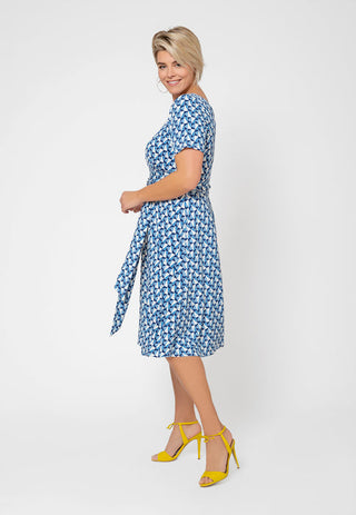 Vestido de malha de manga curta Brittany feminino Leota azul