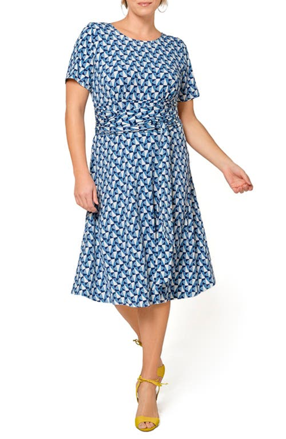 Vestido midi de malha com estampa Brittany e ajuste evasê Leota feminino, roxo