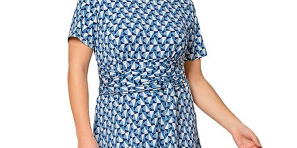 Vestido midi de malha com estampa Brittany e ajuste evasê Leota feminino, roxo