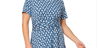 Vestido de malha de manga curta Brittany feminino Leota azul