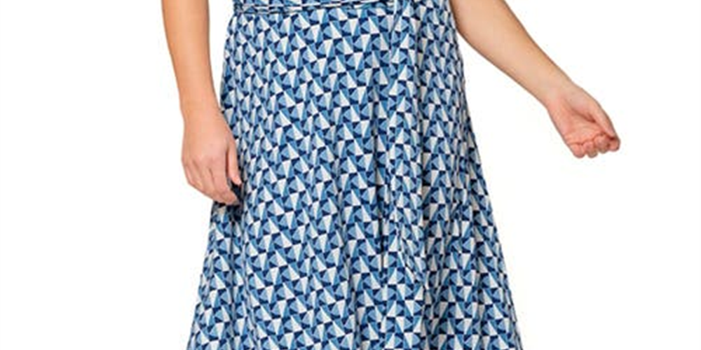 Vestido midi de malha com estampa Brittany e ajuste evasê Leota feminino, roxo