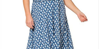 Vestido de malha de manga curta Brittany feminino Leota azul