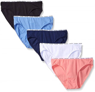 Calvin Klein - Biquínis femininos com 5 estampas de algodão elástico e logo