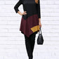 Diva Usa - Colorblock Asymmetrical Hem Knit Tunic