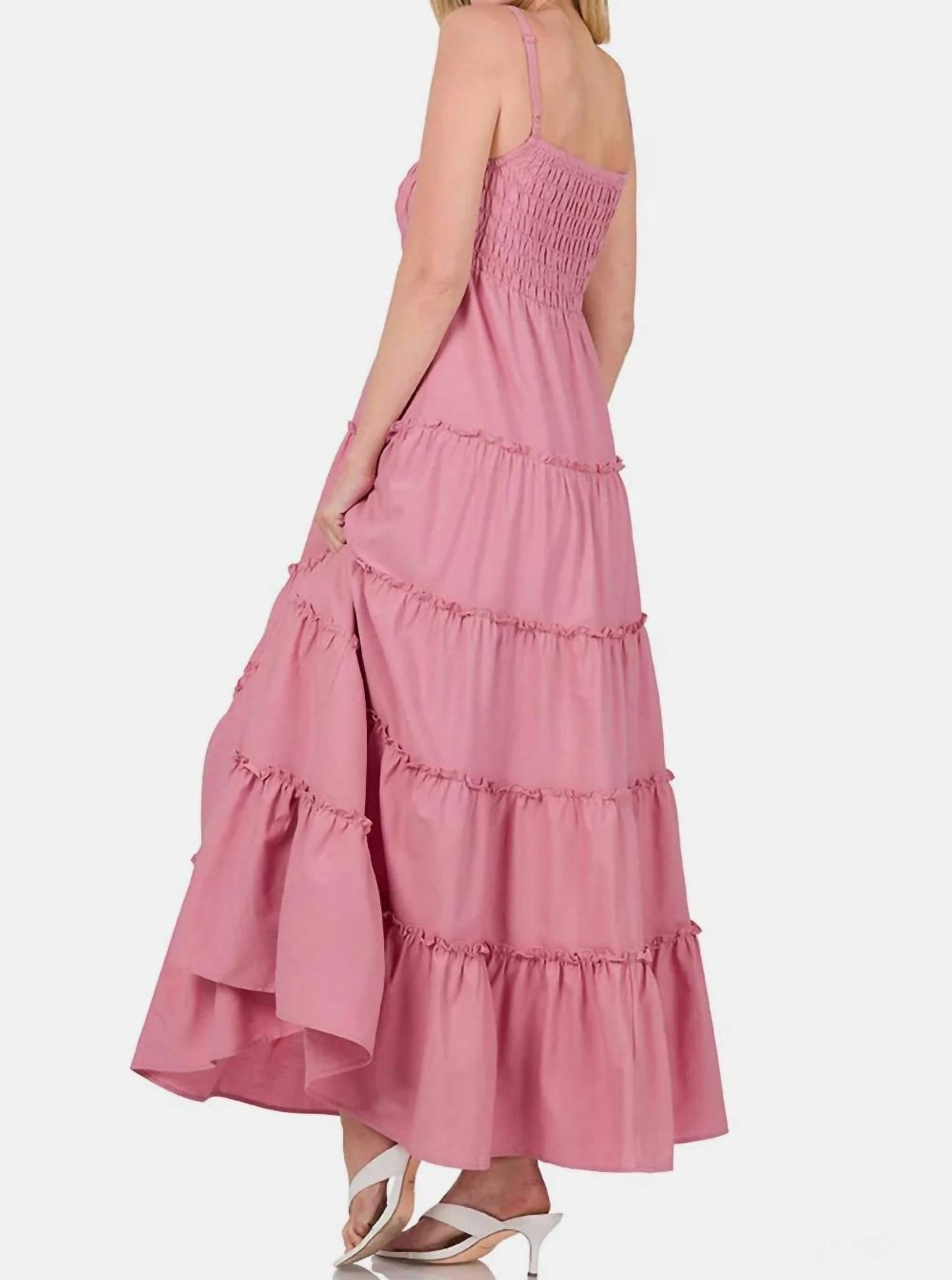 Zenana - Woven Smocked Tiered Cami Maxi Dress