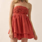 Promesa - Crochet Lace Trim Crinkle Cotton Babydoll Romper