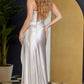 Nox Anabel - Satin Corset Cowl Neckline Maxi Dress With High Slit
