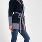 Elan - Belted Color Block Cardigan