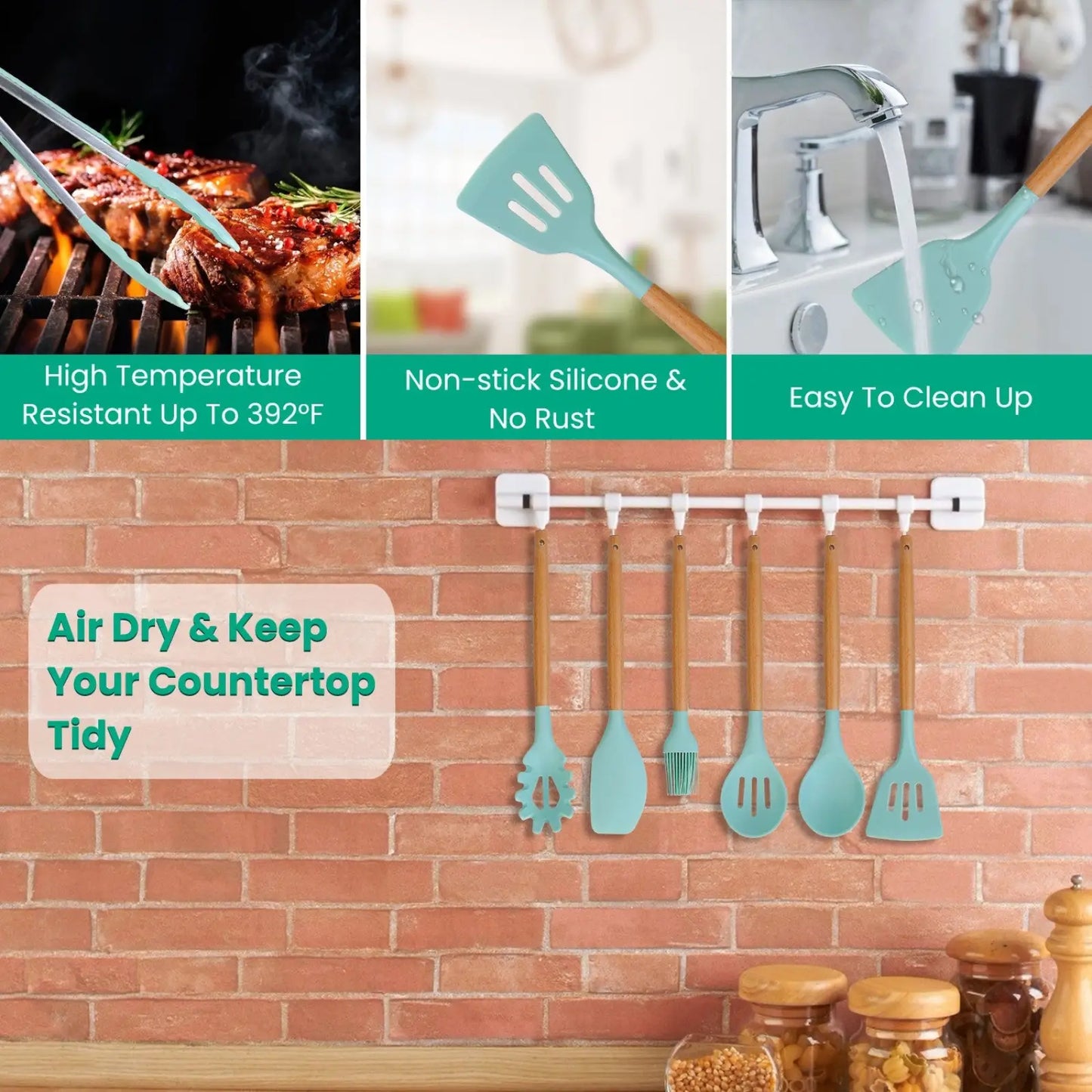 35 Piece Silicone Kitchen Utensil Set with Holder