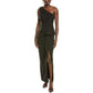 Vince Camuto Women's Black One-Shoulder Laguna Crepe Gown