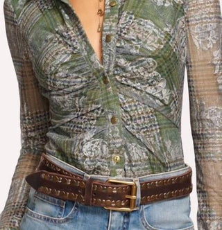 Ramy Brook - Blusa xadrez jacquard Hamilton com botões