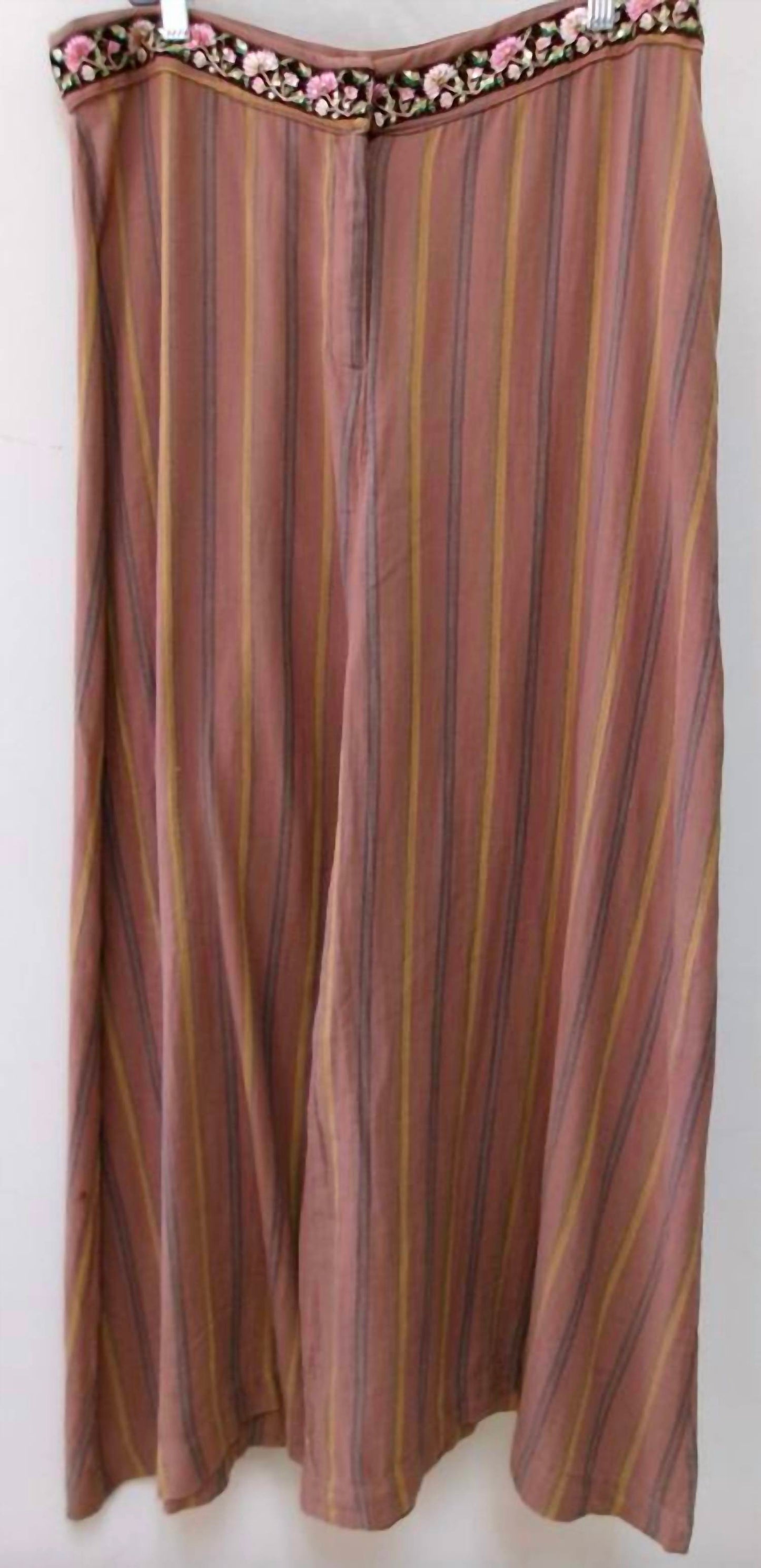 Aratta - Women's Mariah Wide Leg Pants With Sequin Embroidered Floral Trim On Waistband