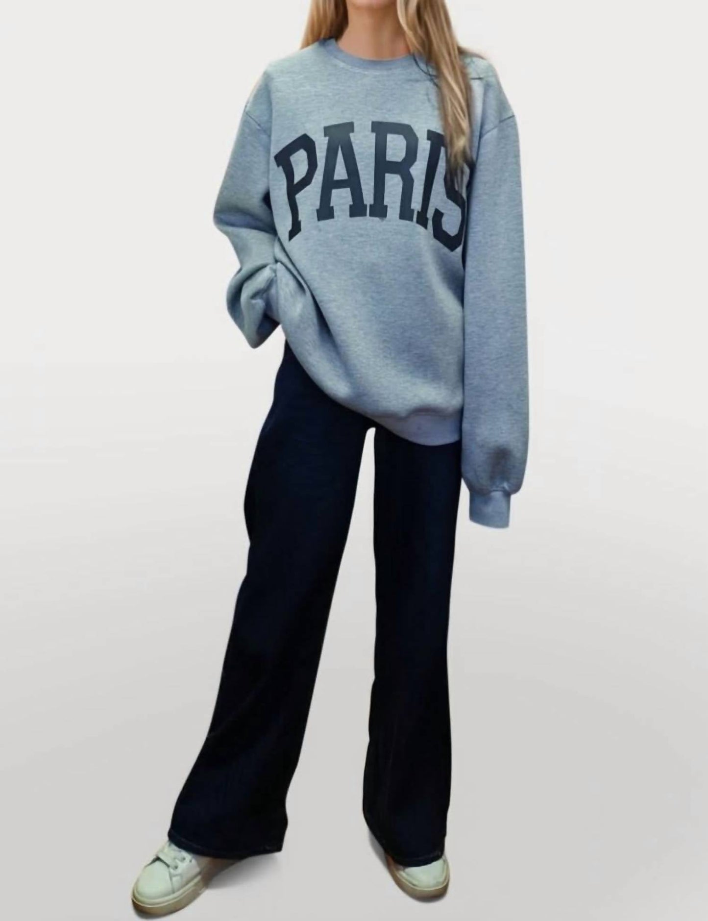 Basic Bae - Paris Round Neck Long Sleeve Air Scuba Sweatshirt