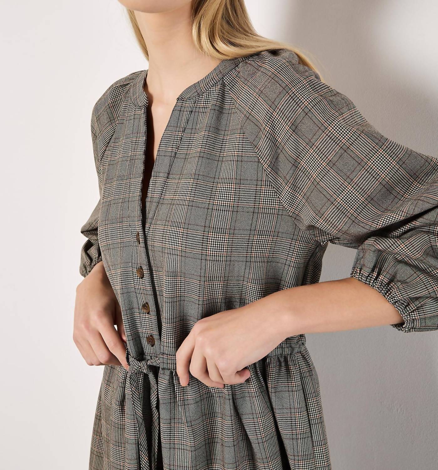 Apricot - HERITAGE CHECK RUFFLE HEM MINI DRESS