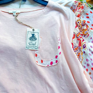 Cavalete - Top de malha de algodão com manga estampada